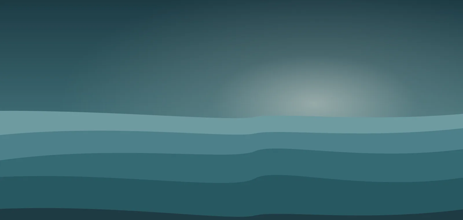 Ruhiges Motiv in Teiltönen: ein weiter, heller Horizont über sanften Wasserbändern.